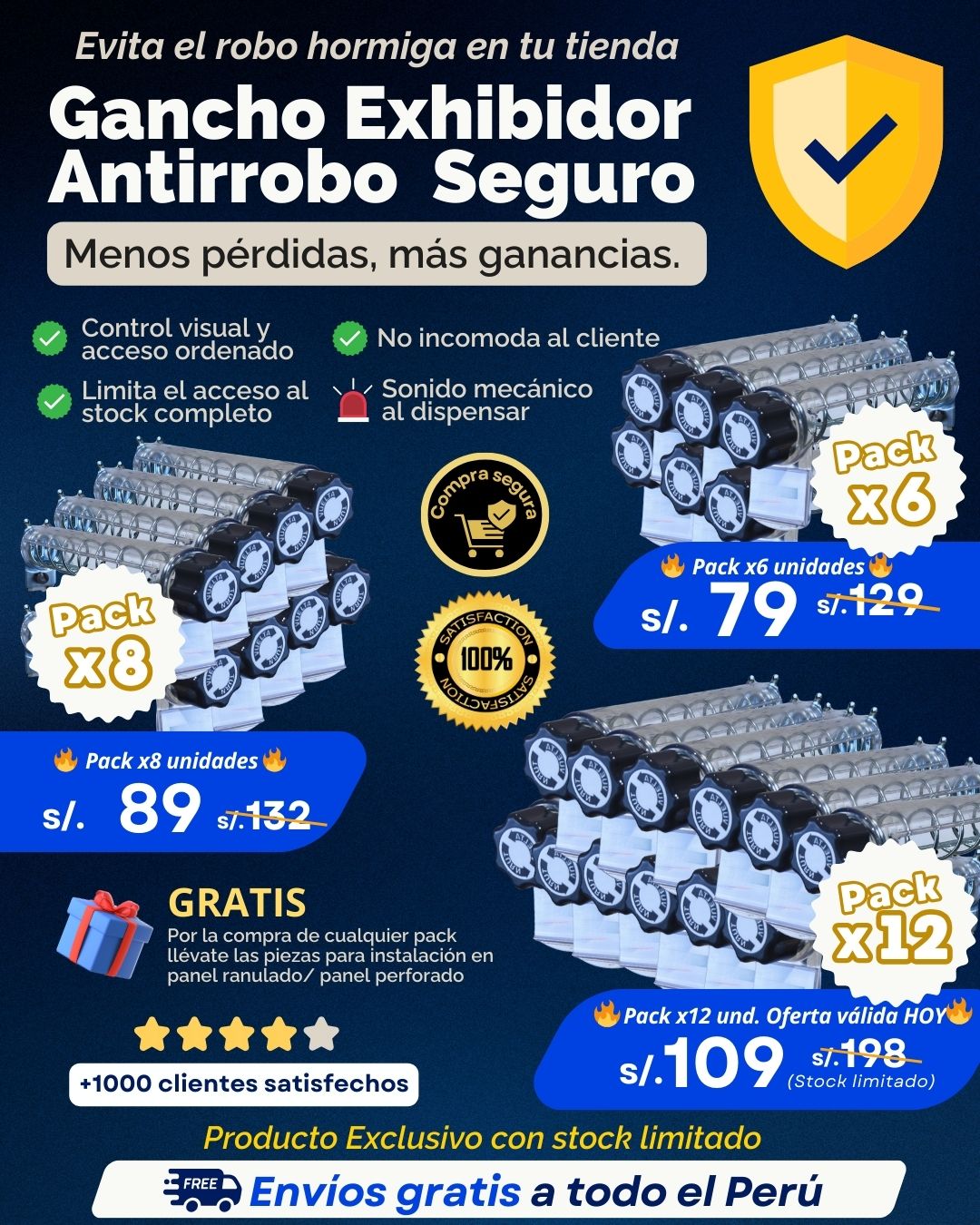 Gancho Exhibidor Antirrobo Seguro
