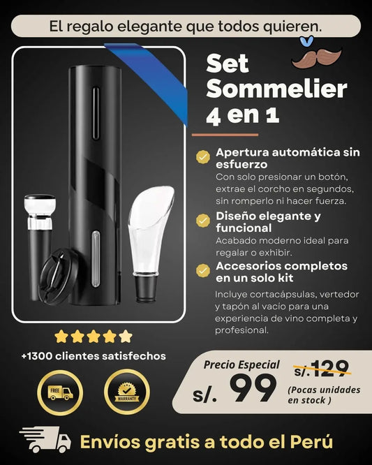 Set Sommelier Sacacorchos Eléctrico 4 en 1