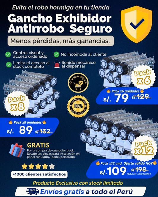Gancho Exhibidor Antirrobo Seguro